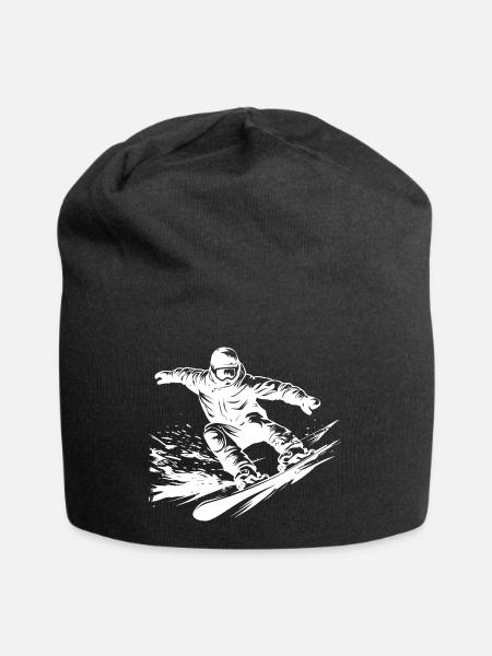 Snowboarder Zeichnung - Jersey-Beanie - Schwarz