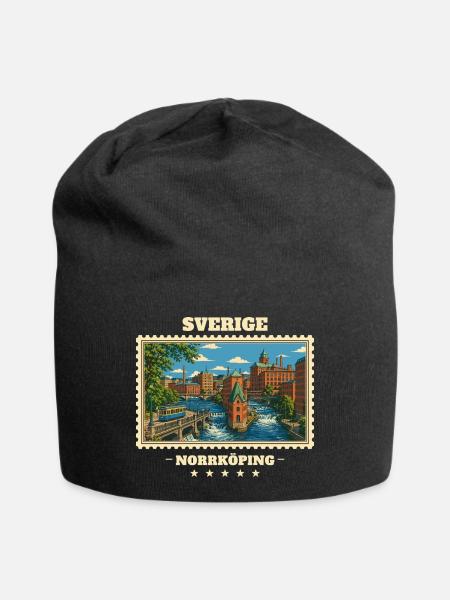 Schweden Norrköping Vintage Reisemarke - Jersey-Beanie - Schwarz