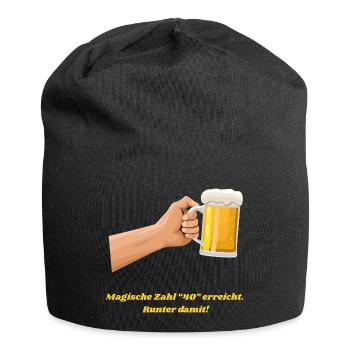 Magische Zahl 40 erreicht, amüsantes Bier Design - Jersey-Beanie - Schwarz - Vorne