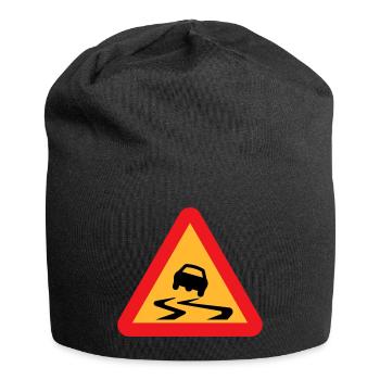 Skidding Car Warning Sign - Jersey Beanie - black - Front