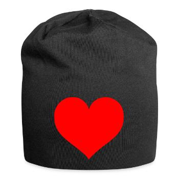 Herz - Jersey-Beanie - Schwarz - Vorne