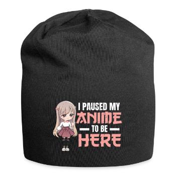 I Paused My Anime To Be Here Anime Kawaii Girl - Jersey Beanie - black - Front