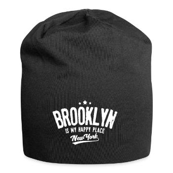 Brooklyn ist mein glücklicher Ort - Jersey-Beanie - Schwarz - Vorne