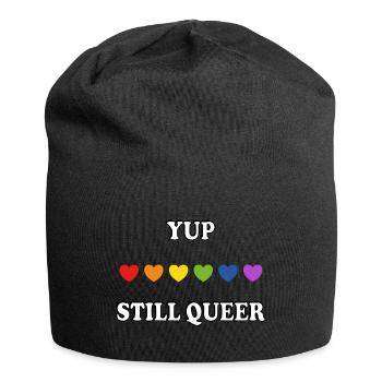 Oui toujours queer Rainbow coeurs drôle gay - Bonnet en jersey - noir - Devant