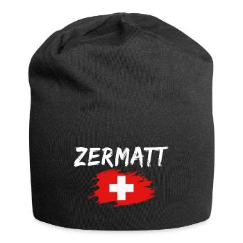 Zermatt Switzerland Flag - Jersey Beanie - black - Front