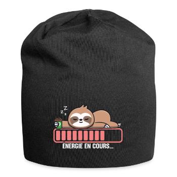Humour cadeau énergie en cours Sommeil Flemme - Bonnet en jersey - noir - Devant
