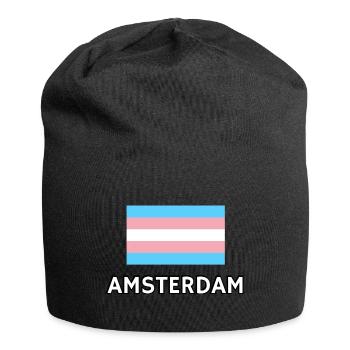 Trans Pride Flagge Amsterdam - Jersey-Beanie - Schwarz - Vorne