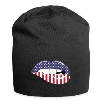 Lip Kiss USA Print - Jersey Beanie - black - Front