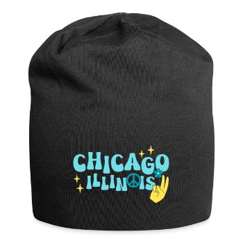 Hippie des années 70 à Chicago - Bonnet en jersey - noir - Devant