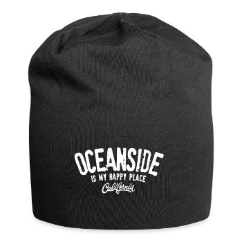 Oceanside ist mein glücklicher Ort - Jersey-Beanie - Schwarz - Vorne