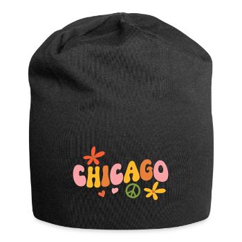 Hippie des années 70 à Chicago - Bonnet en jersey - noir - Devant