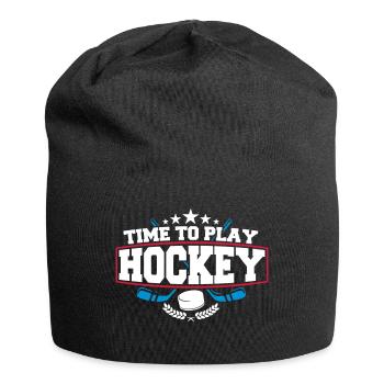 Il est temps de jouer au hockey - Bonnet en jersey - noir - Devant