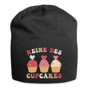 Reine des cupcakes cadeau pâtisserie patissière - Bonnet en jersey - noir - Devant
