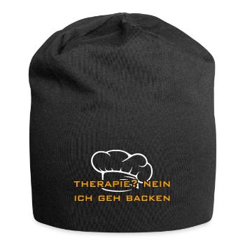 Backen ist meine Therapie - Jersey-Beanie - Schwarz - Vorne