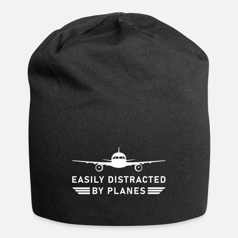 Easily Distracted By Airplanes Airplane Pilot - Jersey-Beanie - Schwarz