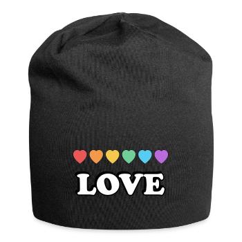 Coeurs arc-en-ciel d’amour - Bonnet en jersey - noir - Devant