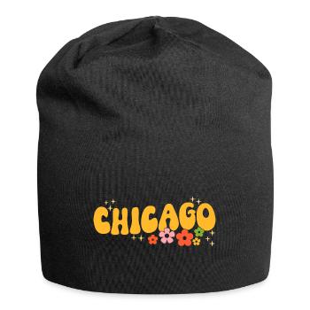 Hippie des années 70 à Chicago - Bonnet en jersey - noir - Devant