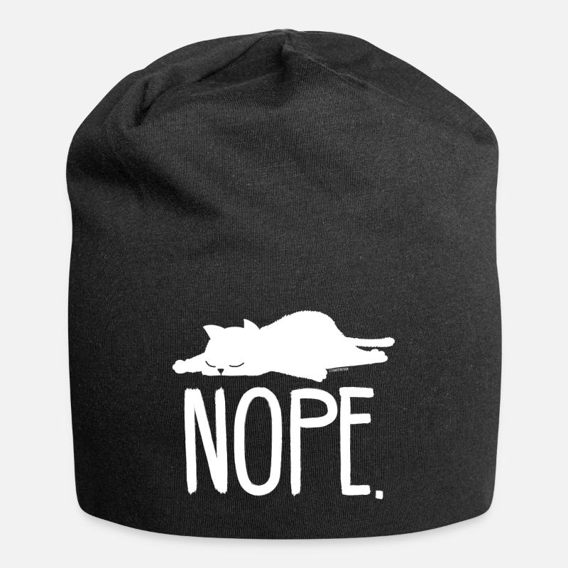 Katze Lustiger Spruch Nope Geschenk Idee - Jersey-Beanie - Schwarz