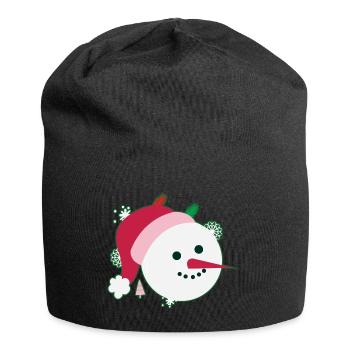 Snowman Smiling Face - Jersey Beanie - black - Front