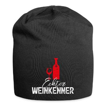 Rotwein Wein, Echter Weinkenner - Jersey-Beanie - Schwarz - Vorne