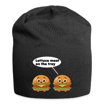 Salatfleisch auf dem Tablett lustiges Burger-Wortspiel - Jersey-Beanie - Schwarz - Vorne