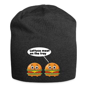 Salatfleisch auf dem Tablett lustiges Burger-Wortspiel - Jersey-Beanie - Anthrazit - Vorne
