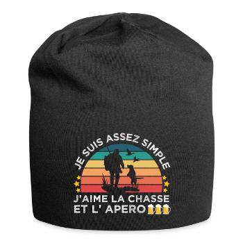 Chasse et apéro humour chasseur cadeau chasse cool - Bonnet en jersey - noir - Devant