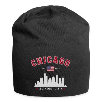 Chicago, Illinois, Est 1837 - Bonnet en jersey - noir - Devant