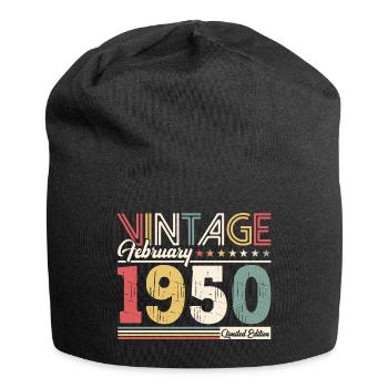 75ème anniversaire cadeau mari Original février 1950 - Bonnet en jersey - noir - Devant