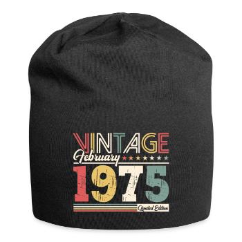 50th Birthday Gift Husband Original February 1975 - Jersey Beanie - black - Front