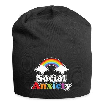 Social Anxiety Emo Clothes Aesthetic Soft Goth - Jersey Beanie - black - Front