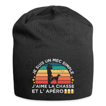 Chasse et apéro humour chasseur cadeau chasse cool - Bonnet en jersey - noir - Devant