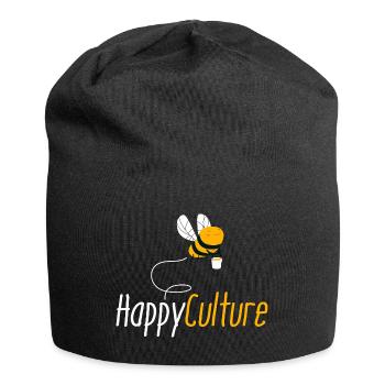 Happyculture gift funny beekeeping parody happy - Jersey Beanie - black - Front