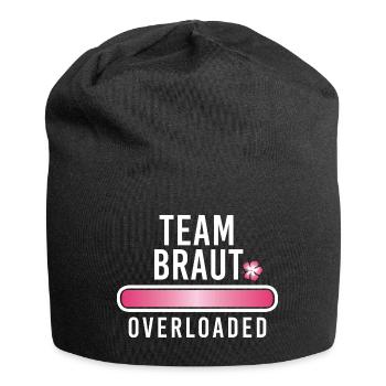 Team Braut overloaded Junggesellinnenabschied JGA - Jersey-Beanie - Schwarz - Vorne