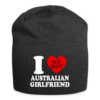 I Love My Australian Girlfriend Heart - Jersey Beanie - charcoal grey - Front