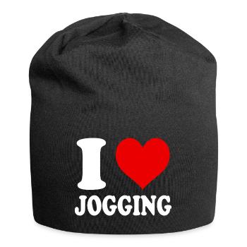 I Love Jogging Running Running Cardio Heart Funny - Jersey Beanie - black - Front