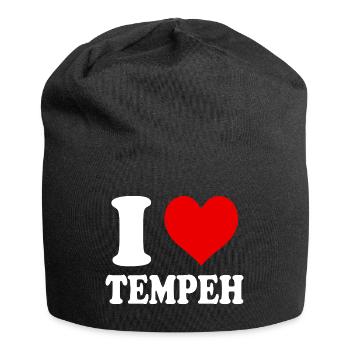 Ich liebe Tempeh Veganes Gemüse Essen Lustiges Herz - Jersey-Beanie - Schwarz - Vorne