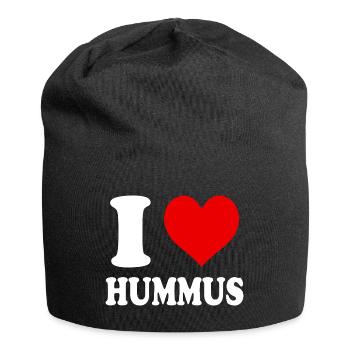Ich liebe Hummus Veganes Gemüse Essen Lustiges Herz - Jersey-Beanie - Schwarz - Vorne