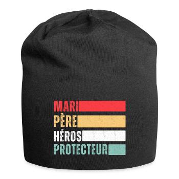Mari père héros protecteur cadeau fête des pères - Bonnet en jersey - noir - Devant