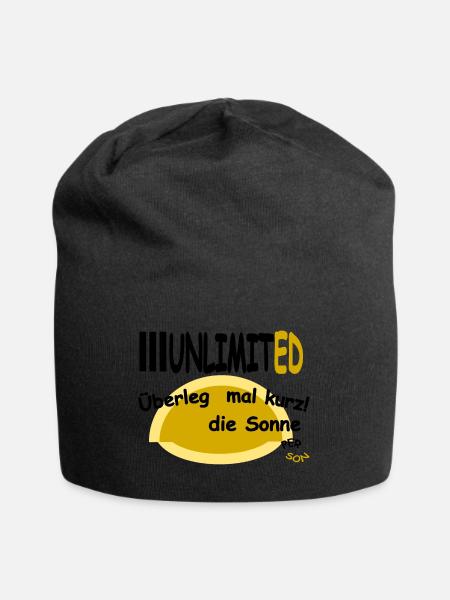 Überlegt mal kurz! die Sonne - Jersey-Beanie - Schwarz