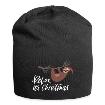 Entspannte Weihnachten - Jersey-Beanie - Schwarz - Vorne