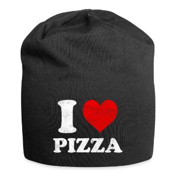 Ich liebe Pizza Herz Lustig Witzig Vintage - Jersey-Beanie - Schwarz - Vorne