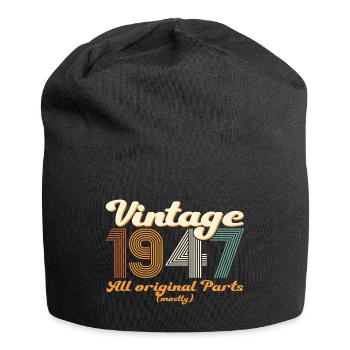 Original vintage 1947 75th birthday gift - Jersey Beanie - black - Front