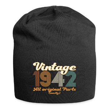 Original vintage 1942 80th birthday gift - Jersey Beanie - black - Front