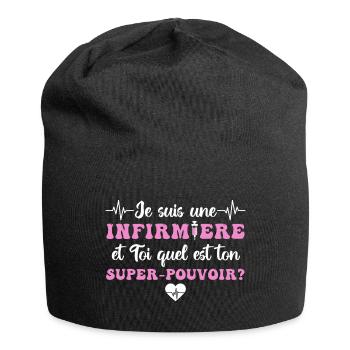 Infirmière super pouvoir humour infirmiere cadeau - Bonnet en jersey - noir - Devant