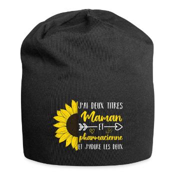 J' ai deux titres maman et pharmacienne cadeau - Bonnet en jersey - noir - Devant