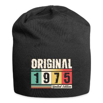 50th Birthday Gift Husband Original February 1975 - Jersey Beanie - black - Front