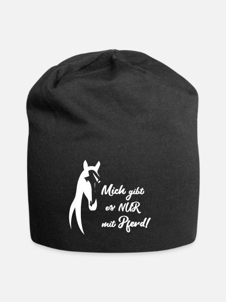 NUR MIT PFERD- Lustiges Reiten und Pferde Geschenk - Jersey-Beanie - Schwarz