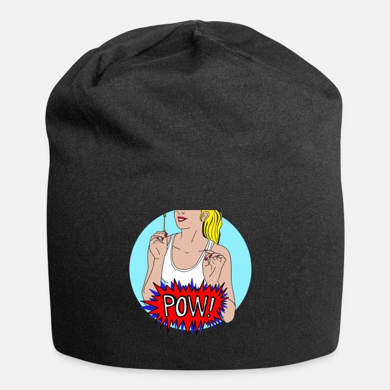Pow! - Jersey-Beanie - Schwarz