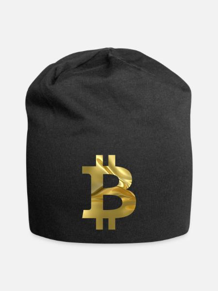 Goldenes Bitcoin-Symbol Design - Jersey-Beanie - Schwarz
